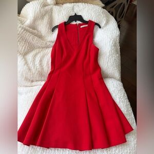 Alice + Olivia Vibrant Orange V neck sleeveless  cocktail Mini Dress